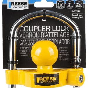 Reese Trailer Coupler Lock, Towpower, Ball and Clamp Type, Fits 1-7/8 Inch/ 2 Inch and 2-5/16 Coupler, Includes 2 Keys – 72783
