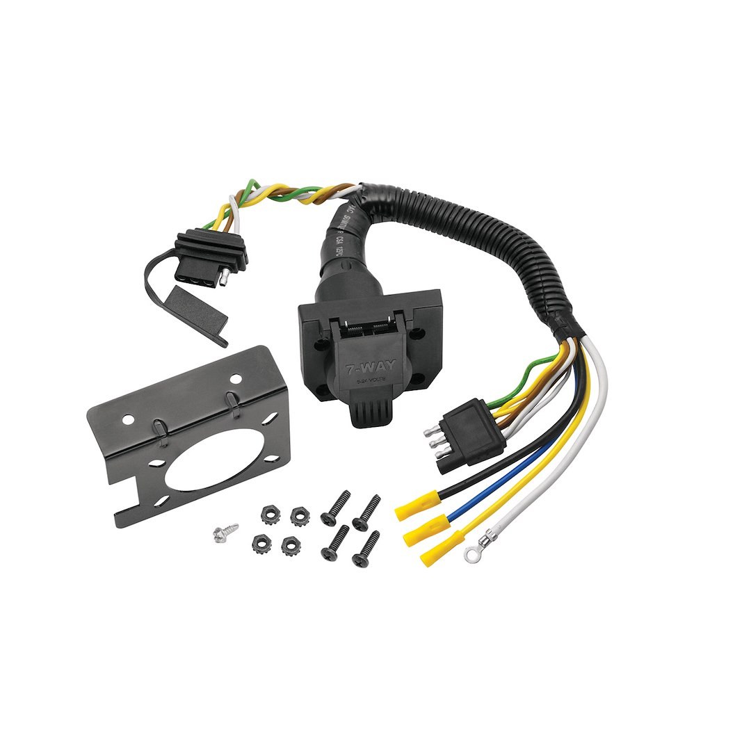 Reese Trailer Wiring Connector Adapter, Towpower, 4 Flat to 7-WAY Blade or 4 Flat, With Mounting Bracket – 85343