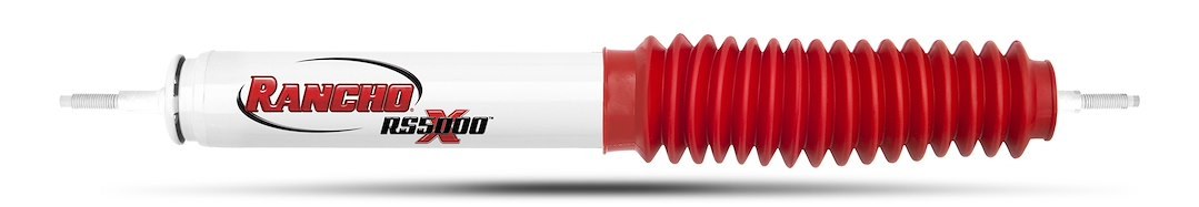 Rancho Shock Absorber, RS5000X, Nitrogen Gas Charged, Non Adjustable Valving, With Shock Boots, White Shock Body with Red Shock Boots – RS55014