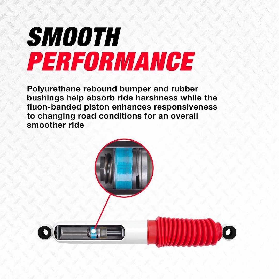 Rancho Shock Absorber, RS5000X, Nitrogen Gas Charged, Extended Travel, Non Adjustable Valving, With Shock Boots – RS55067