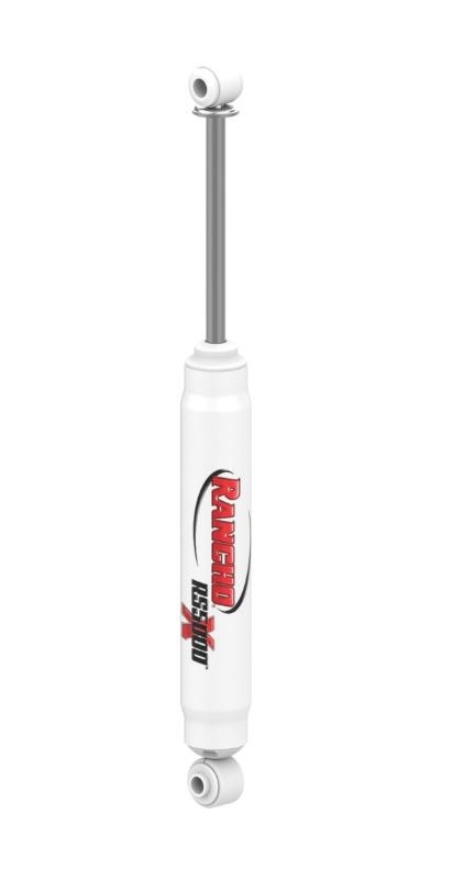 Rancho Shock Absorber, RS5000X, Nitrogen Gas Charged, Non Adjustable Valving, With Shock Boots, White Shock Body with Red Shock Boots – RS55076