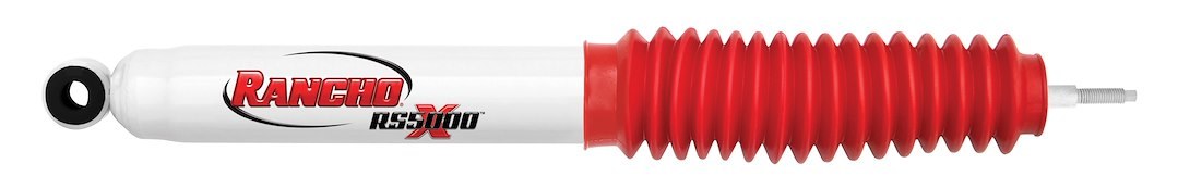Rancho Shock Absorber, RS5000X, Nitrogen Gas Charged, Non Adjustable Valving, With Shock Boots, White Shock Body with Red Shock Boots – RS55158
