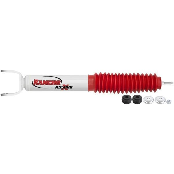 Rancho Shock Absorber, RS5000X, Nitrogen Gas Charged, Non Adjustable Valving, With Shock Boots, White Shock Body with Red Shock Boots – RS55265