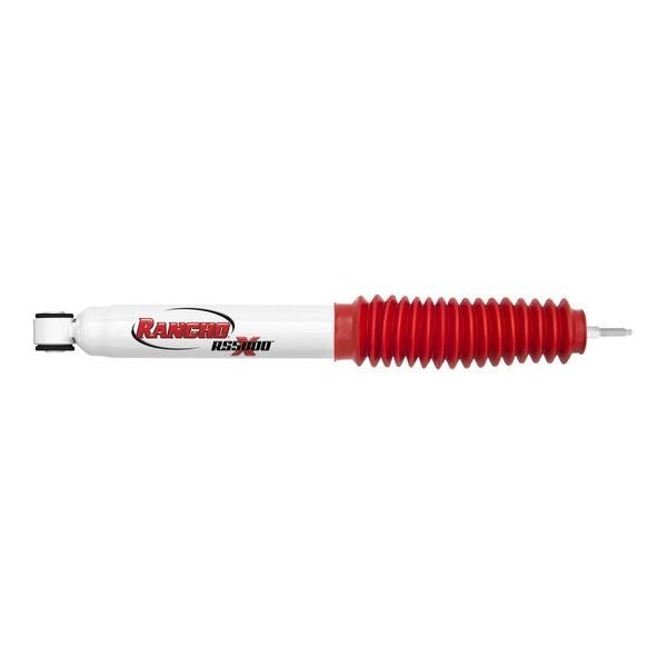 Rancho Shock Absorber, RS5000X, Nitrogen Gas Charged, Non Adjustable Valving, With Shock Boots, White Shock Body with Red Shock Boots – RS55324