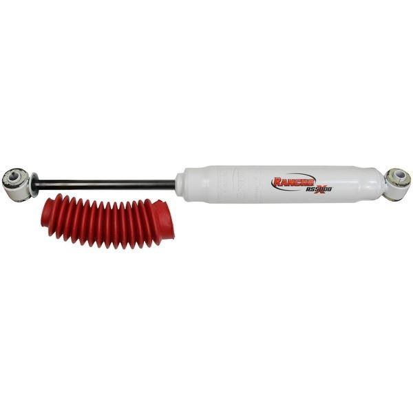 Rancho Shock Absorber, RS5000X, Nitrogen Gas Charged, Non Adjustable Valving, With Shock Boots, White Shock Body with Red Shock Boots – RS55395