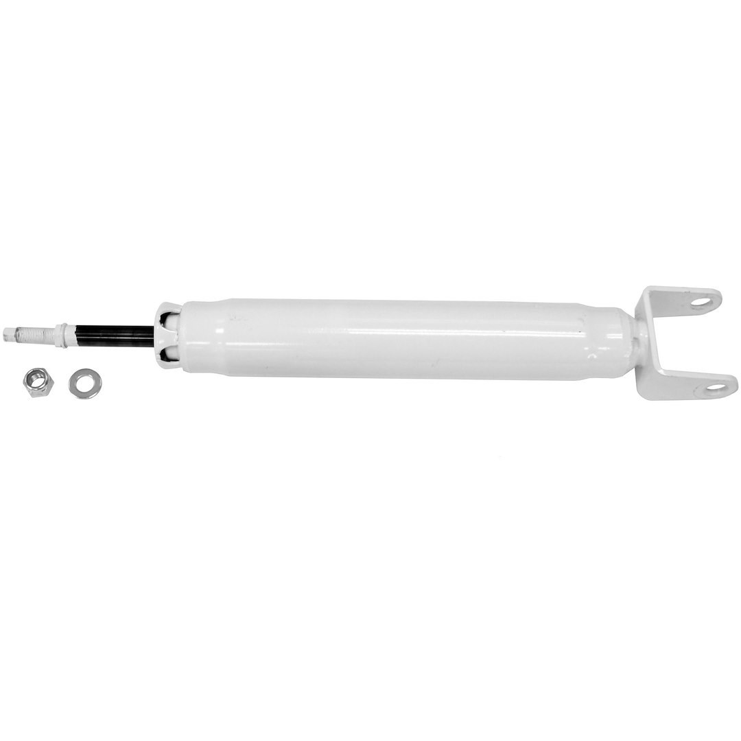 Rancho Shock Absorber, RS5000X, Nitrogen Gas Charged, Non Adjustable Valving, With Shock Boots, White Shock Body with Red Shock Boots – RS55399