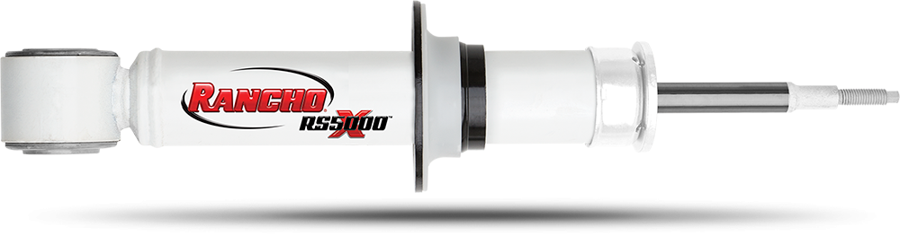 Rancho Shock Absorber, RS5000X, Nitrogen Gas Charged, Non Adjustable Valving, With Shock Boots, White Shock Body with Red Shock Boots – RS55777