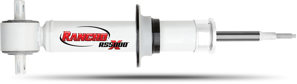 Rancho Shock Absorber, RS5000X, Nitrogen Gas Charged, Non Adjustable Valving, With Shock Boots, White Shock Body with Red Shock Boots – RS55784