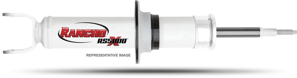 Rancho Shock Absorber, RS5000X, Nitrogen Gas Charged, Non Adjustable Valving, With Shock Boots, White Shock Body with Red Shock Boots – RS55808