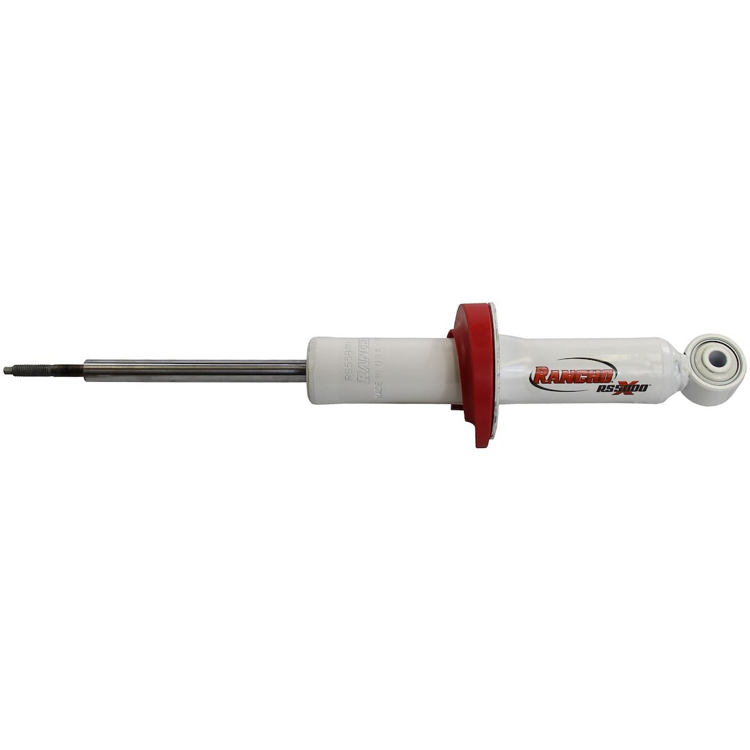 Rancho Shock Absorber, RS5000X, Nitrogen Gas Charged, Non Adjustable Valving, With Shock Boots, White Shock Body with Red Shock Boots – RS55840