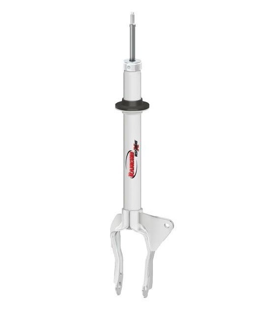Rancho Shock Absorber, RS55000X, Nitrogen Gas Charged, Non Adjustable Valving, With Shock Boots, White Shock Body with Red Shock Boots – RS55843