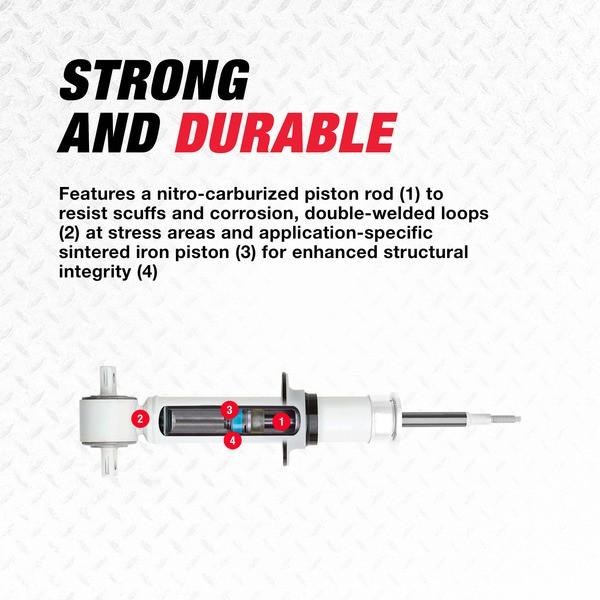 Rancho Shock Absorber, RS55000X, Nitrogen Gas Charged, Non Adjustable Valving, With Shock Boots, White Shock Body with Red Shock Boots – RS55844