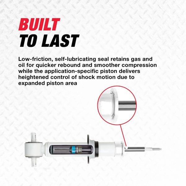 Rancho Shock Absorber, RS55000X, Nitrogen Gas Charged, Non Adjustable Valving, With Shock Boots, White Shock Body with Red Shock Boots – RS55844