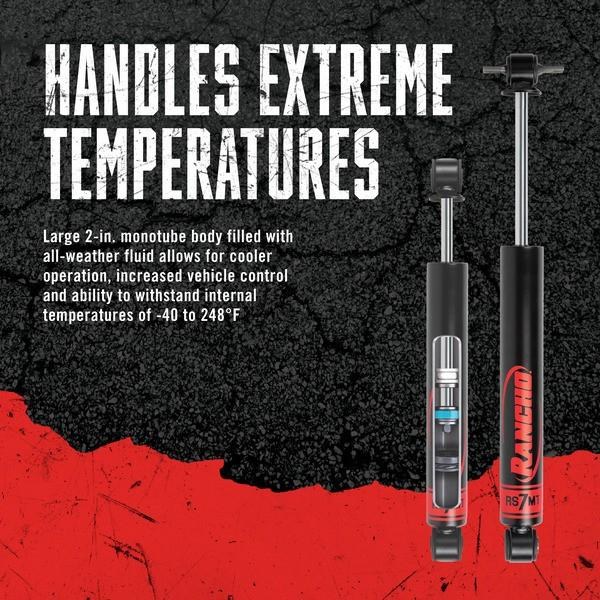 Rancho Shock Absorber, RS7000MT ™, Nitrogen Gas Charged Mono Tube, Non Adjustable, Without Shock Boots, Single – RS77371