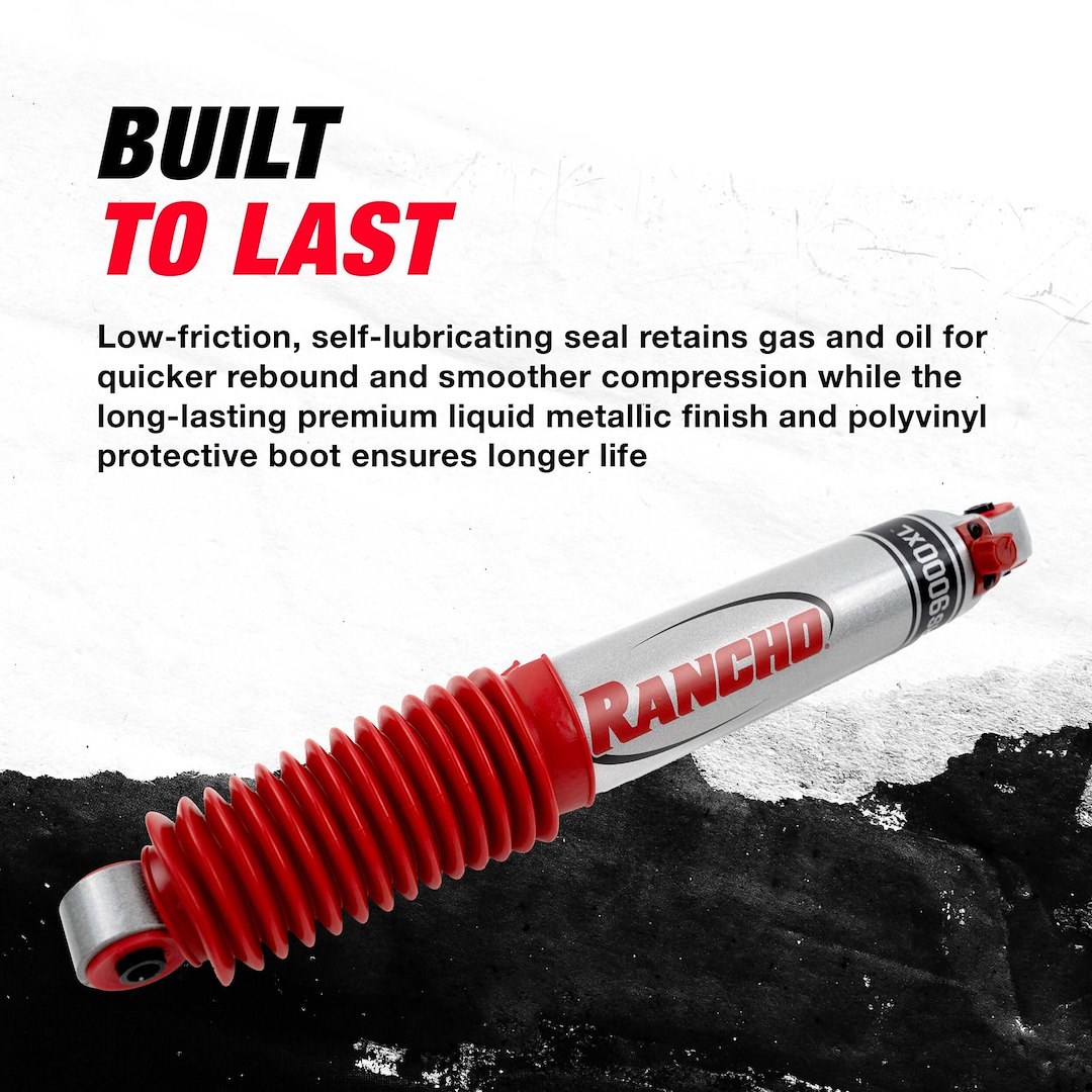 Rancho Shock Absorber, RS9000XL, Nitrogen Gas Charged, Adjustable Valving, With Shock Boots, Single – RS994112