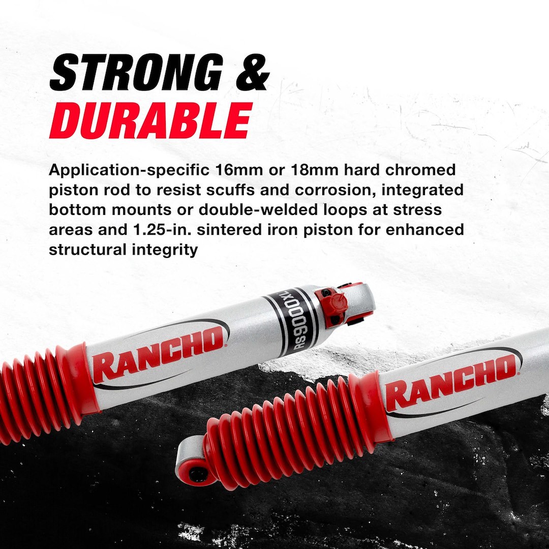 Rancho Shock Absorber, RS9000XL, Nitrogen Gas Charged, Adjustable Valving, With Shock Boots, Single – RS994367