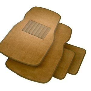 Rubberqueen Floor Mat, Universal 27.875 Inch Length X 17-1/4 Inch Width Front/ 12-1/2 Inch Length X 16-1/2 Inch Width Rear, Beige – 70723