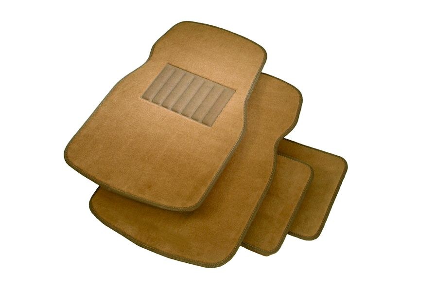 Rubberqueen Floor Mat, Universal 27.875 Inch Length X 17-1/4 Inch Width Front/ 12-1/2 Inch Length X 16-1/2 Inch Width Rear, Beige – 70723