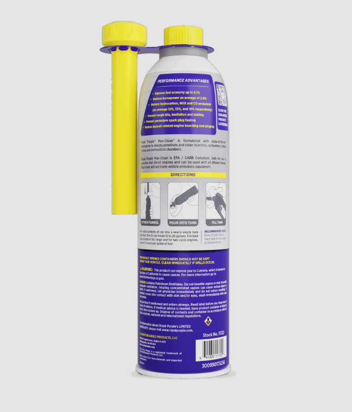 Royal Purple Fuel Additive, Max-Clean ®, Fuel System Cleaner, For Diesel and Gasoline, Treats Up to 20 Gallons for Every 10000 Miles – 11722