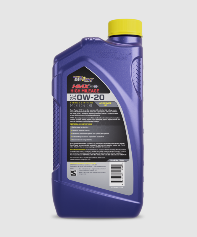Royal Purple Oil, Hmx ®, SAE 0W-20, Synthetic 4 Stroke Gasoline Engine, 1 Quart Bottle, Single – 11900