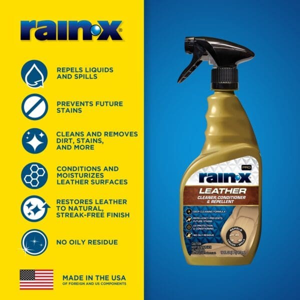 Rain X Leather Conditioner, Use to Clean and Conditioning All Finished Leather Surfaces, 16 Ounce Spray Bottle – 620236SRP