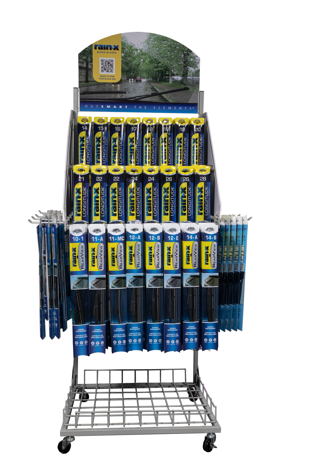Rain X Point of Purchase Display, Rx Pro, Wiper Blade Display, Multi-Sided Rolling Rack – 890288PA