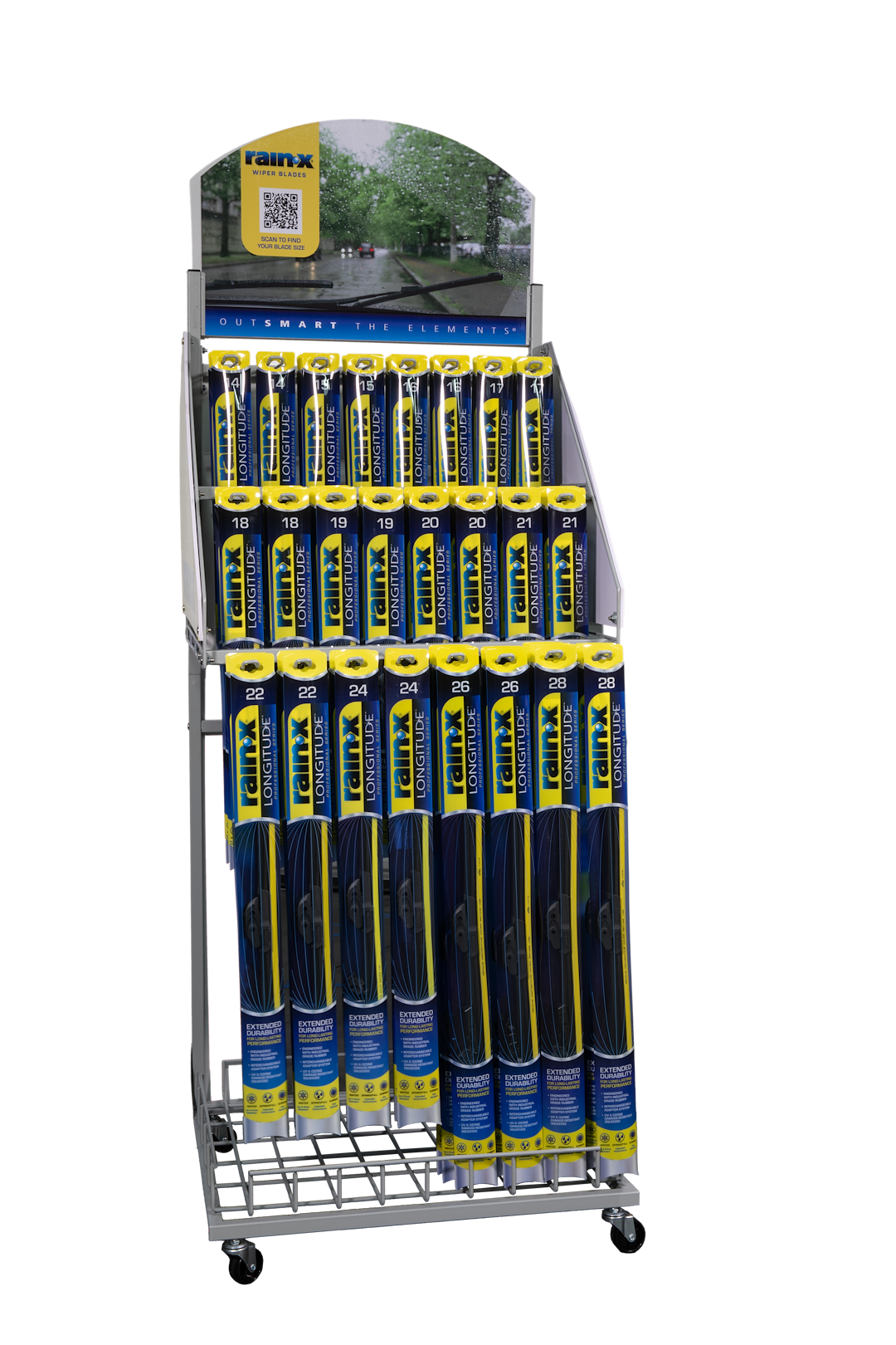 Rain X Point of Purchase Display, Rx Pro, Wiper Blade Display, Multi-Sided Rolling Rack – 890288PA