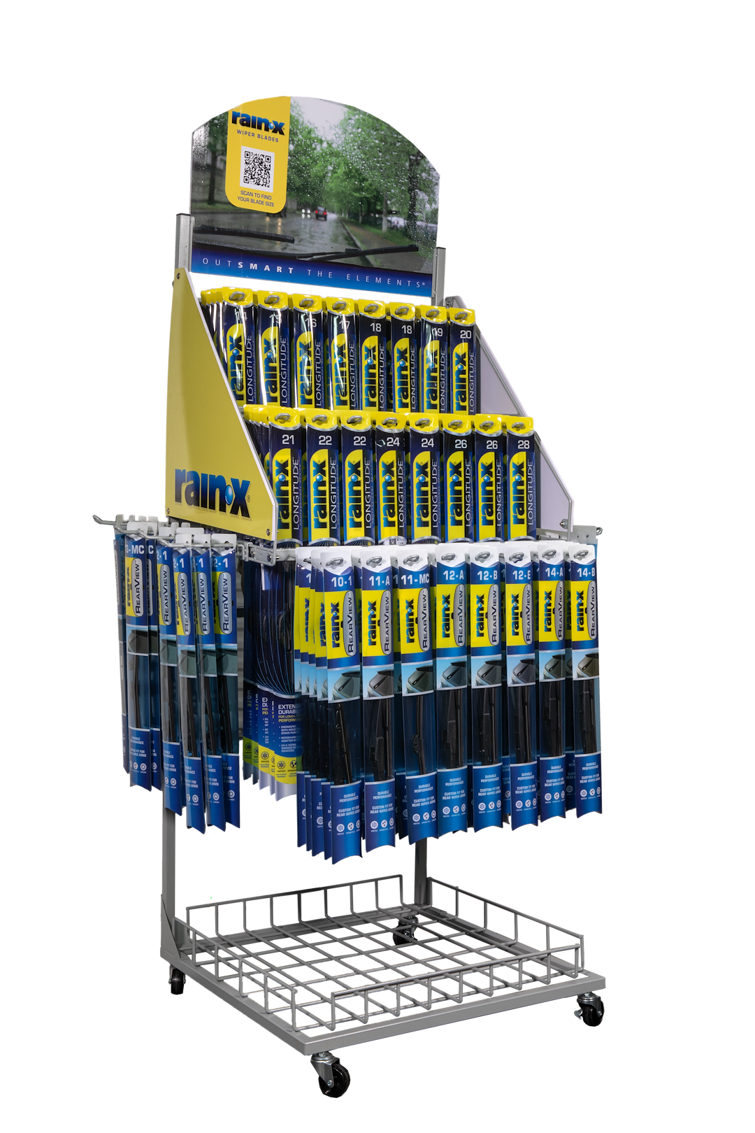 Rain X Point of Purchase Display, Rx Pro, Wiper Blade Display, Multi-Sided Rolling Rack – 890288PA