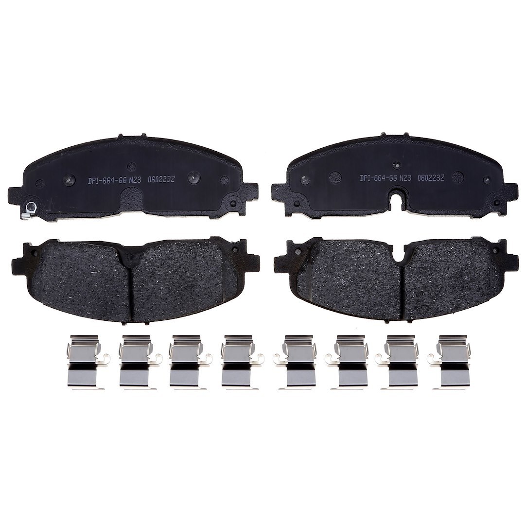 Raybestos R-Line Brake Pad, Ceramic, Slotted, 0.620 Inch Thickness, With Shims/ Wear Sensor/ Mounting Hardware – MGD2371CH