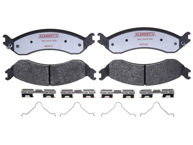 Raybestos R-Line Brake Pad, Element3™, Fmsi Number D9636, Metallic, Single, With Pad Shims/ Pad Wear Sensor/ Mounting Hardware – PGD2406M