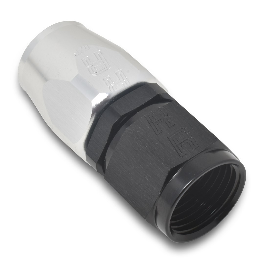 Russell Performance Hose End Fitting, Full Flow, -6 AN Hose, -6 AN Outlet, Straight, Anodized, Black/Silver, Aluminum, Single – 610023