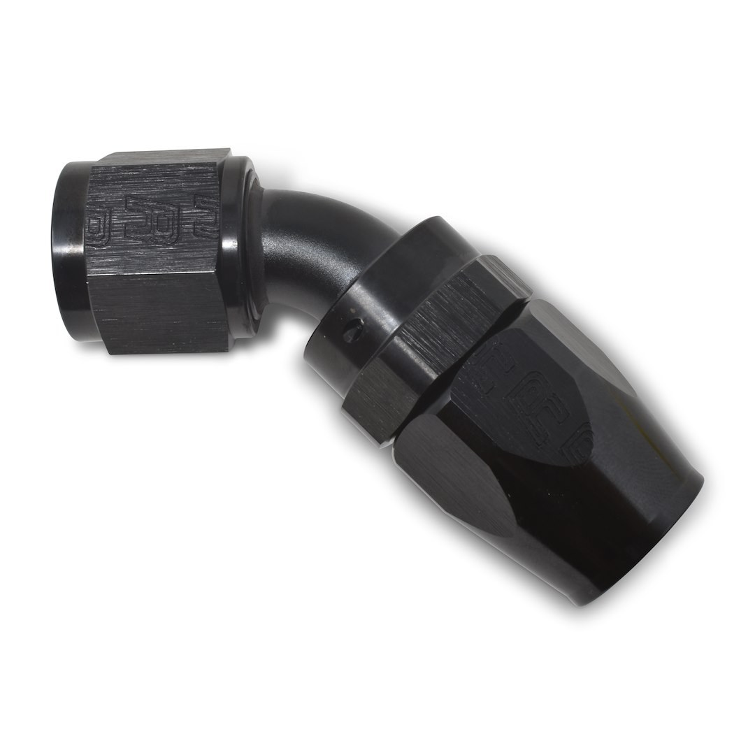 Russell Performance Hose End Fitting, Full Flow, -6 AN Hose, -6 AN Outlet, 45 Degree, Anodized, Black, Aluminum, Single – 610095