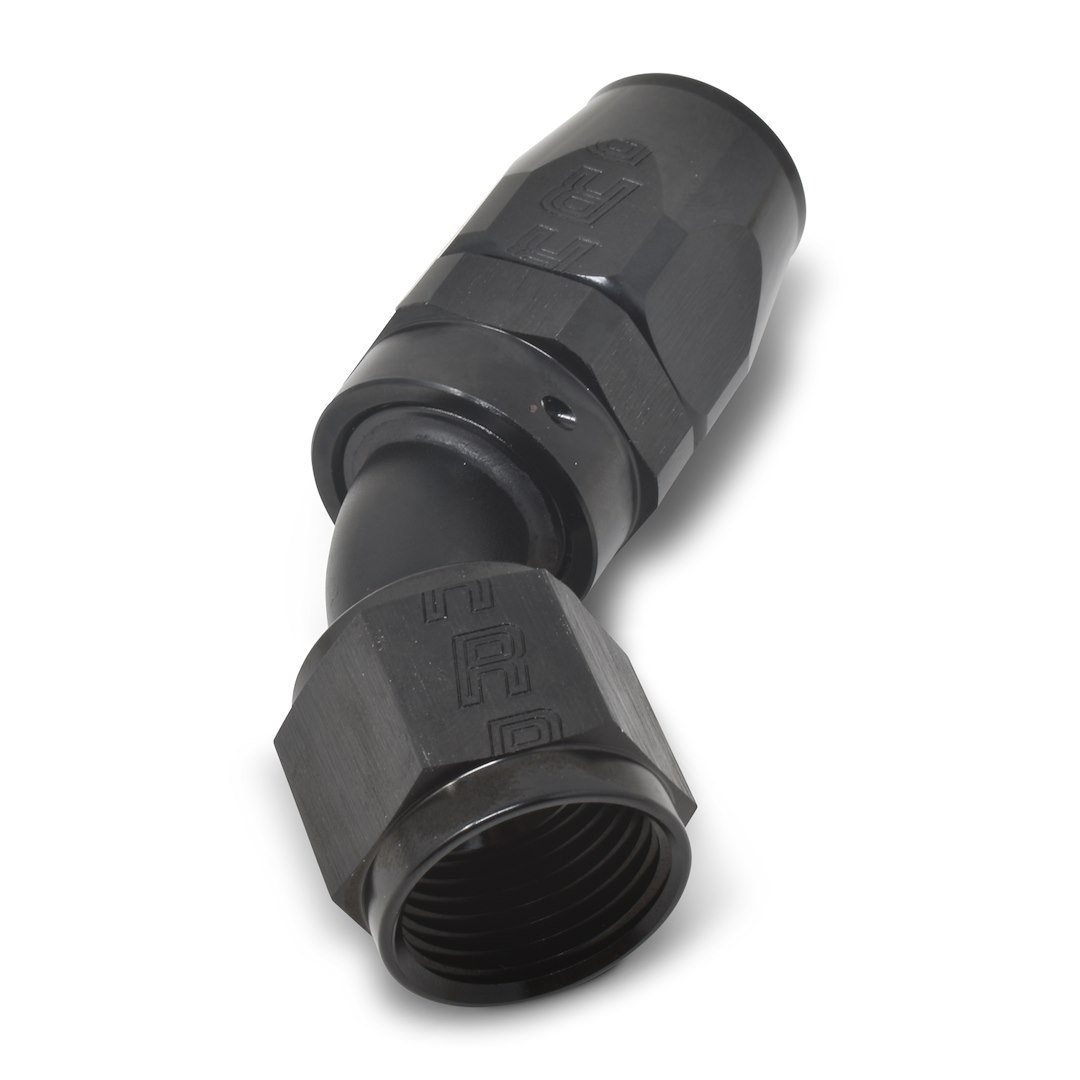 Russell Performance Hose End Fitting, Full Flow, -6 AN Hose, -6 AN Outlet, 45 Degree, Anodized, Black, Aluminum, Single – 610095