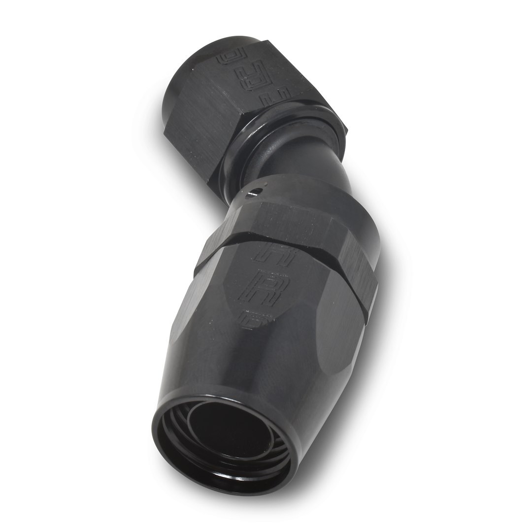 Russell Performance Hose End Fitting, Full Flow, -10 AN Hose, -10 AN Outlet, 45 Degree, Anodized, Black, Aluminum, Single – 610115