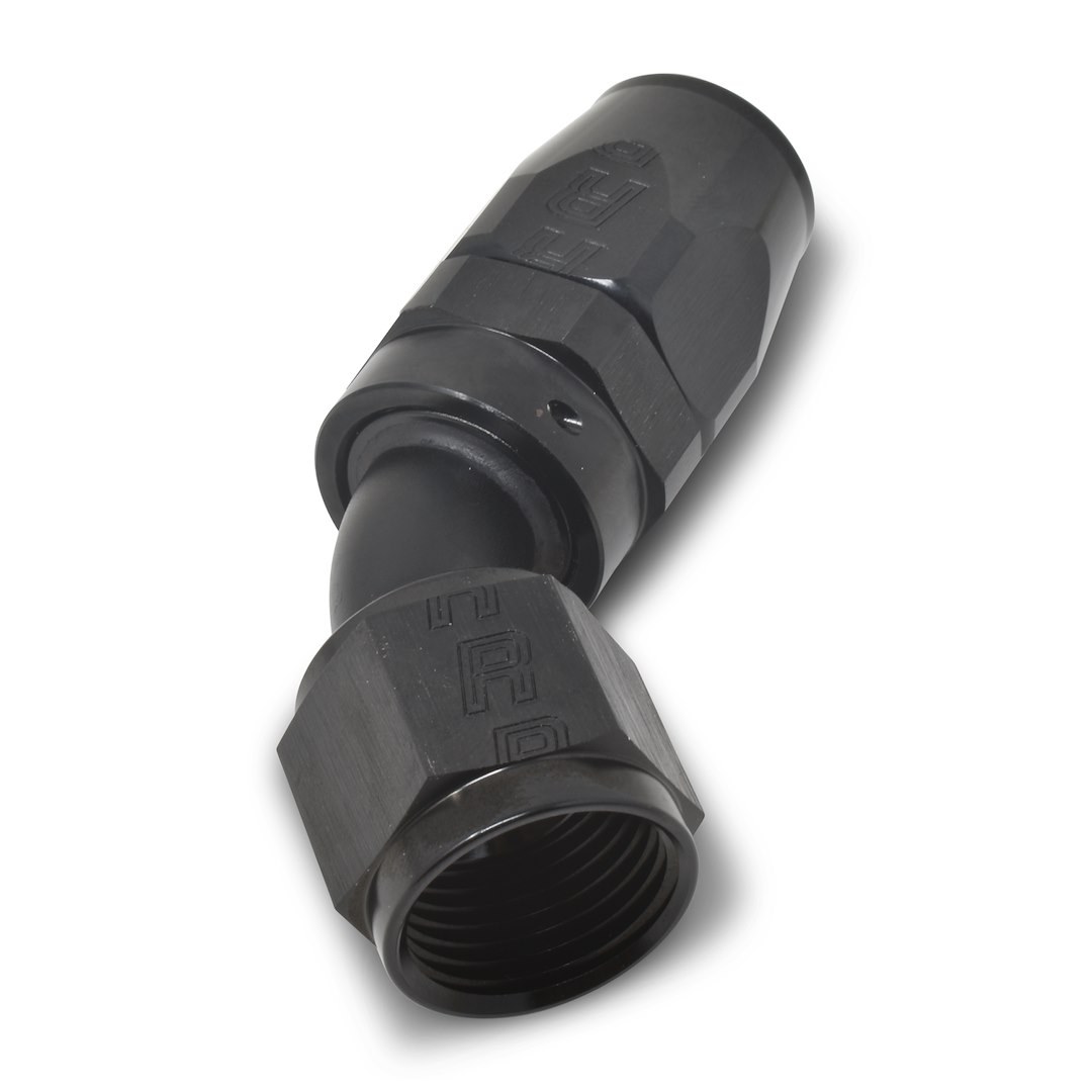 Russell Performance Hose End Fitting, Full Flow, -10 AN Hose, -10 AN Outlet, 45 Degree, Anodized, Black, Aluminum, Single – 610115