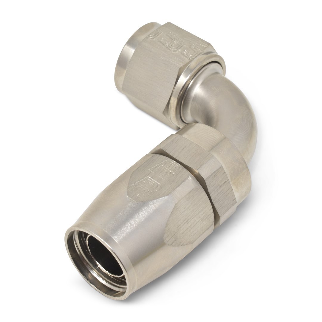 Russell Performance Hose End Fitting, Full Flow, -6 AN Hose, -6 AN Outlet, 90 Degree, Endurashine ™ Silver, Aluminum, Single – 610161