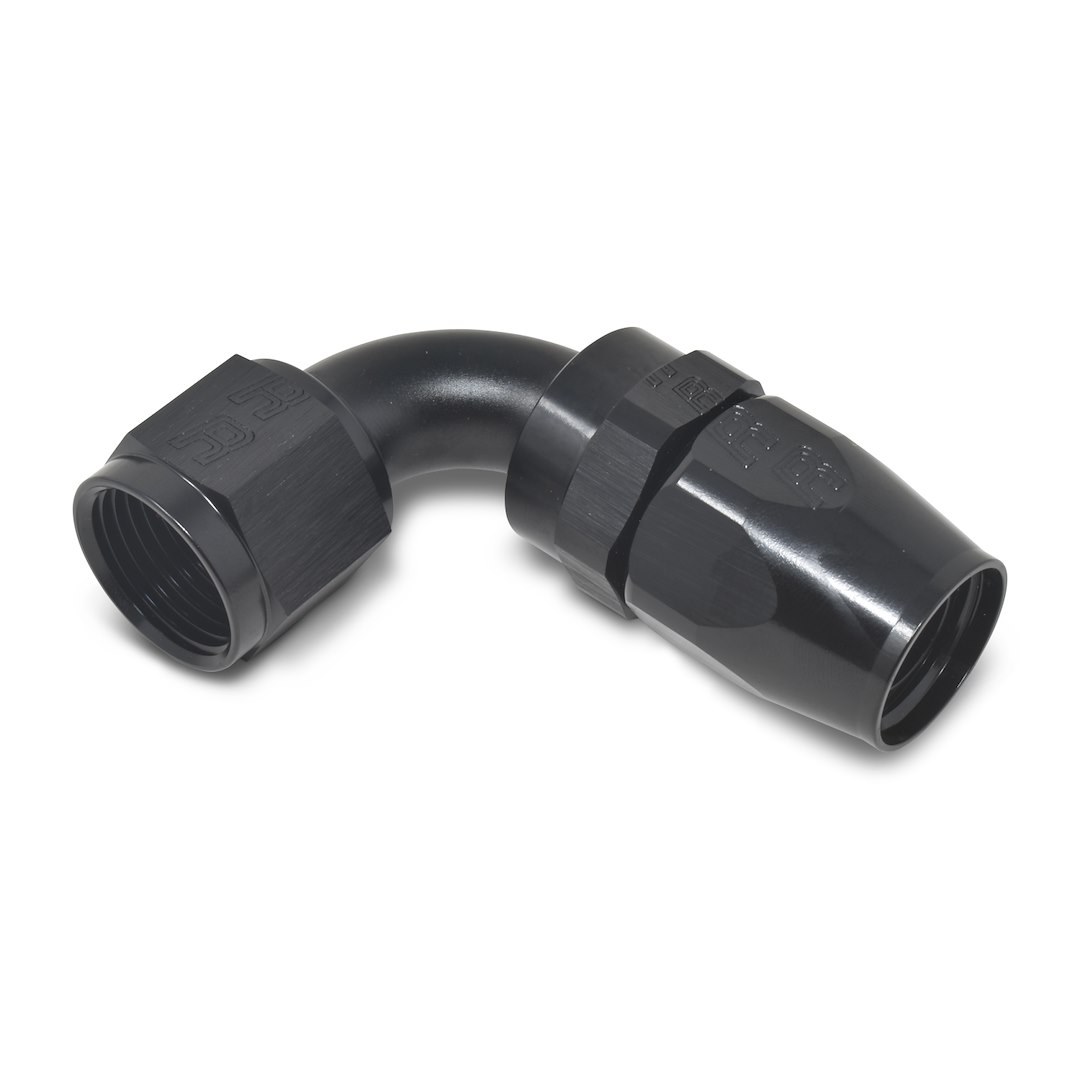 Russell Performance Hose End Fitting, Full Flow, -6 AN Hose, -6 AN Outlet, 90 Degree, Anodized, Black, Aluminum, Single – 610165