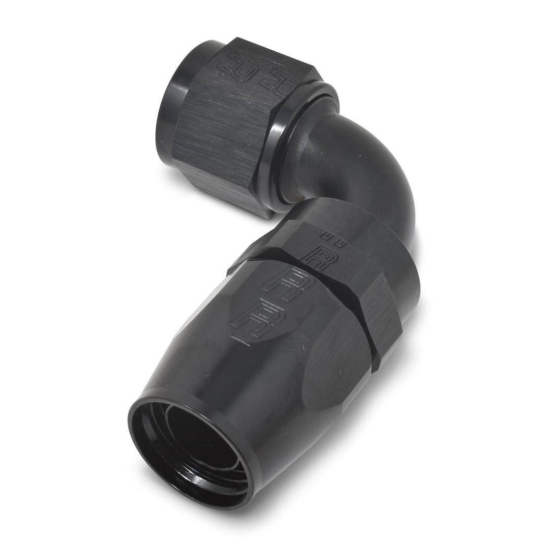 Russell Performance Hose End Fitting, Full Flow, -6 AN Hose, -6 AN Outlet, 90 Degree, Anodized, Black, Aluminum, Single – 610165
