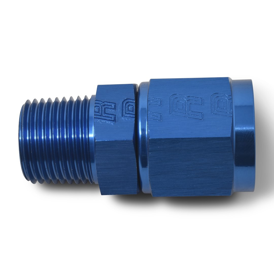 Russell Performance Adapter Fitting, -6 AN Female to 1/4 Inch Male NPT, Anodized, Blue, Aluminum, Single – 614206