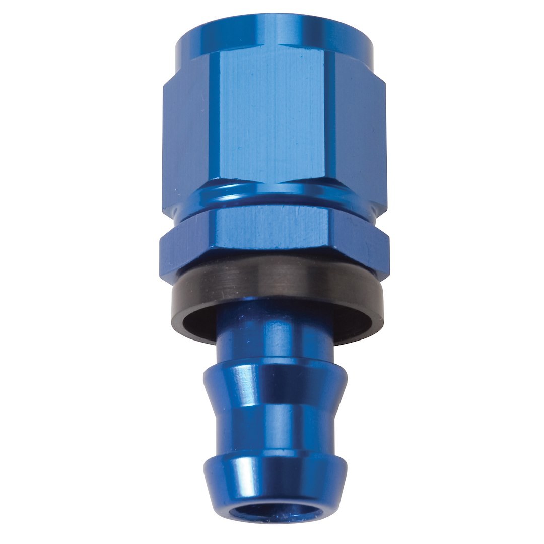 Russell Performance Hose End Fitting, Twist-Lok, -6 AN Hose, -6 AN Outlet, Straight, Anodized, Blue, Aluminum, Single – 624010