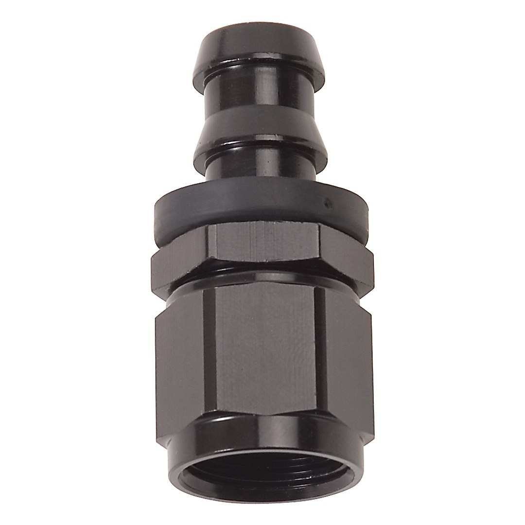Russell Performance Hose End Fitting, Twist-Lok, -6 AN Hose, -6 AN Outlet, Straight, Anodized, Black, Aluminum, Single – 624013