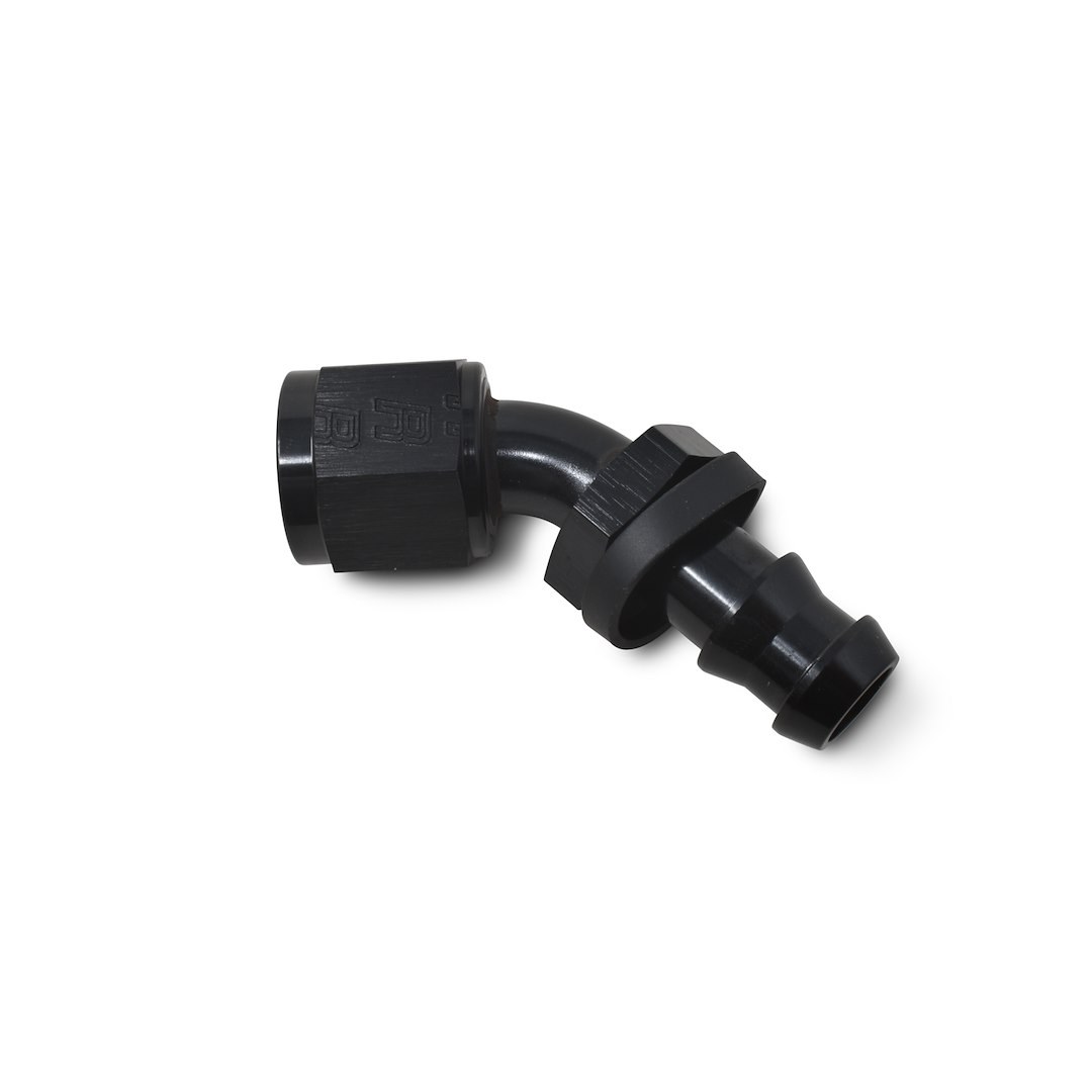 Russell Performance Hose End Fitting, Twist-Lok, -6 AN Hose, -6 AN Outlet, 45 Degree, Anodized, Black, Aluminum, Single – 624083