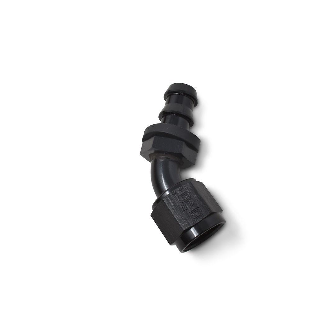 Russell Performance Hose End Fitting, Twist-Lok, -6 AN Hose, -6 AN Outlet, 45 Degree, Anodized, Black, Aluminum, Single – 624083
