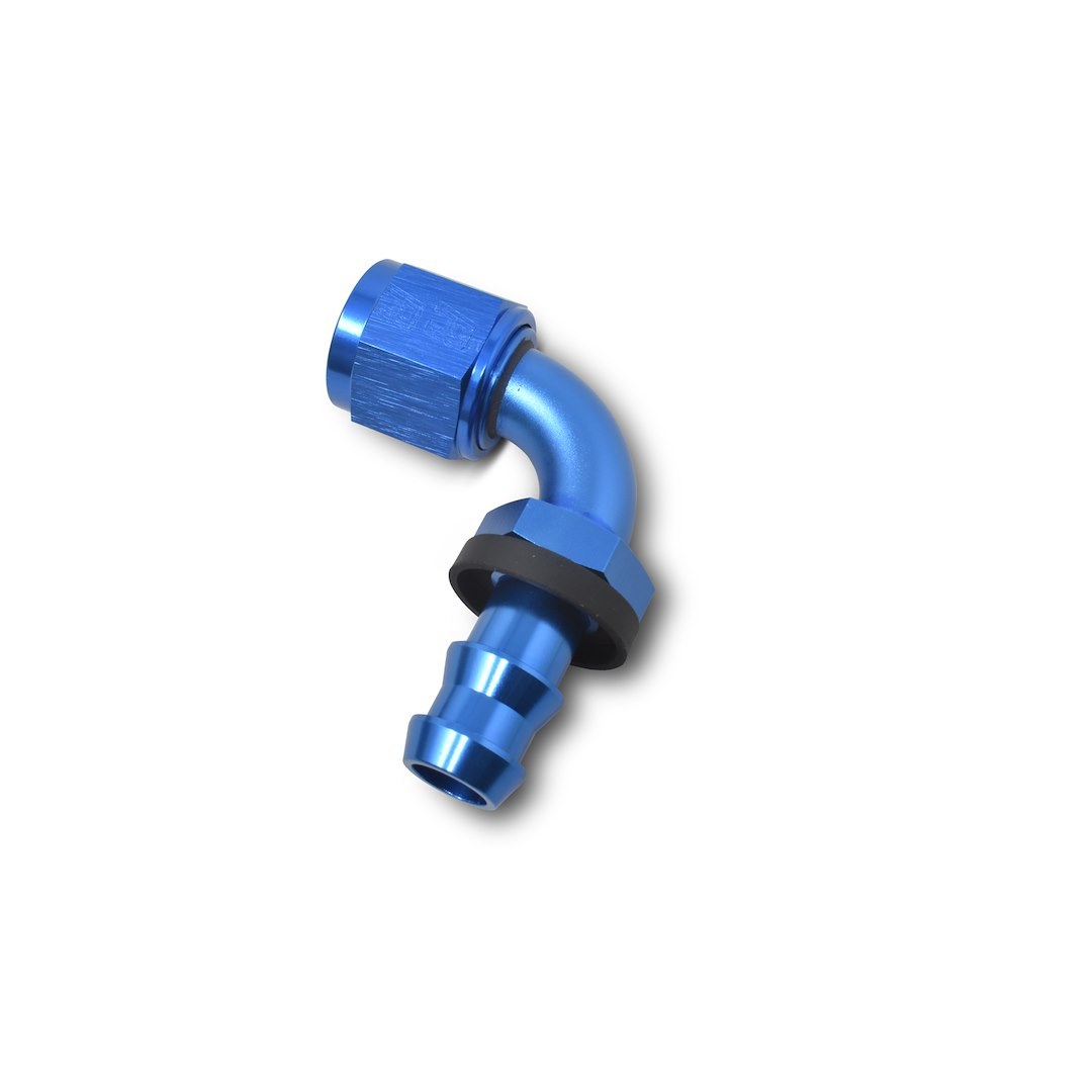 Russell Performance Hose End Fitting, Twist-Lok, -8 AN Hose, -8 AN Outlet, 90 Degree, Anodized, Blue, Aluminum, Single – 624170