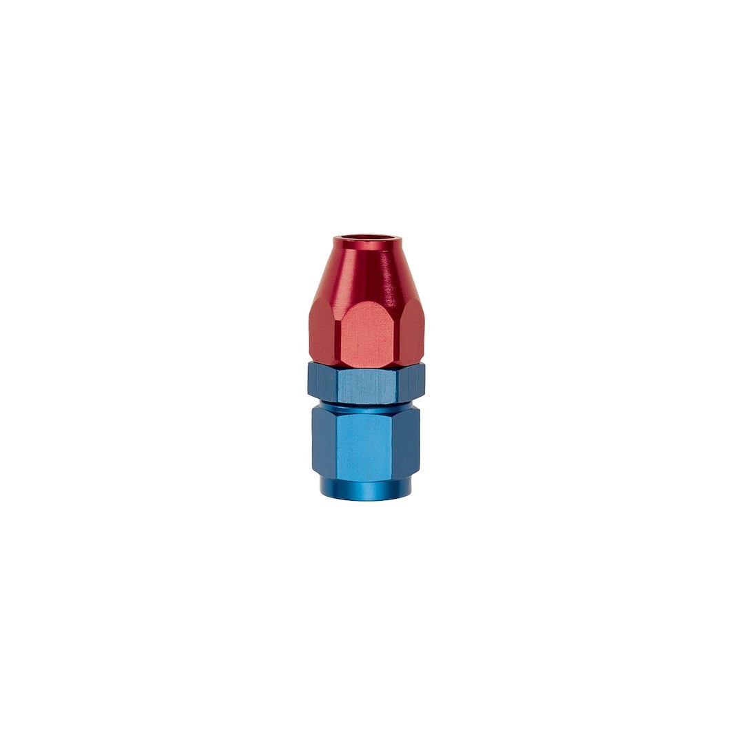 Russell Performance Tube End Fitting, 6AN Female to 3/8 Inch Tube, Straight, Anodized, Red/ Blue, Aluminum, Single – 639200