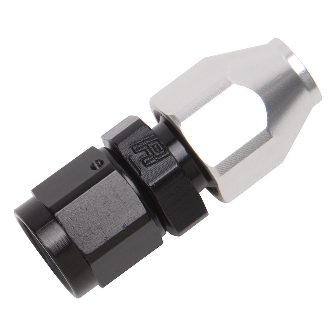 Russell Performance Tube End Fitting, 6AN Female to 3/8 Inch Tube, Straight, Anodized, Black/ Silver, Aluminum, Single – 639203