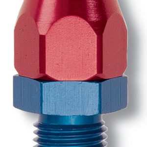 Russell Performance Tube End Fitting, 6AN Male 37 Degrees to 3/8 Inch Tube, Straight, Anodized, Red/ Blue, Aluminum, Single – 639210