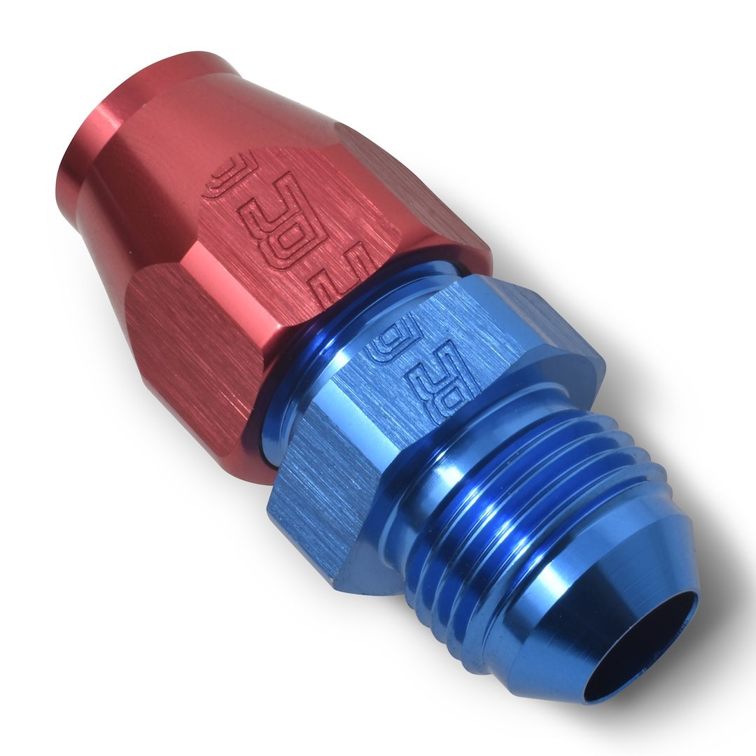 Russell Performance Tube End Fitting, 8AN Male 37 Degrees to 1/2 Inch Tube, Straight, Anodized, Red/ Blue, Aluminum, Single – 639230