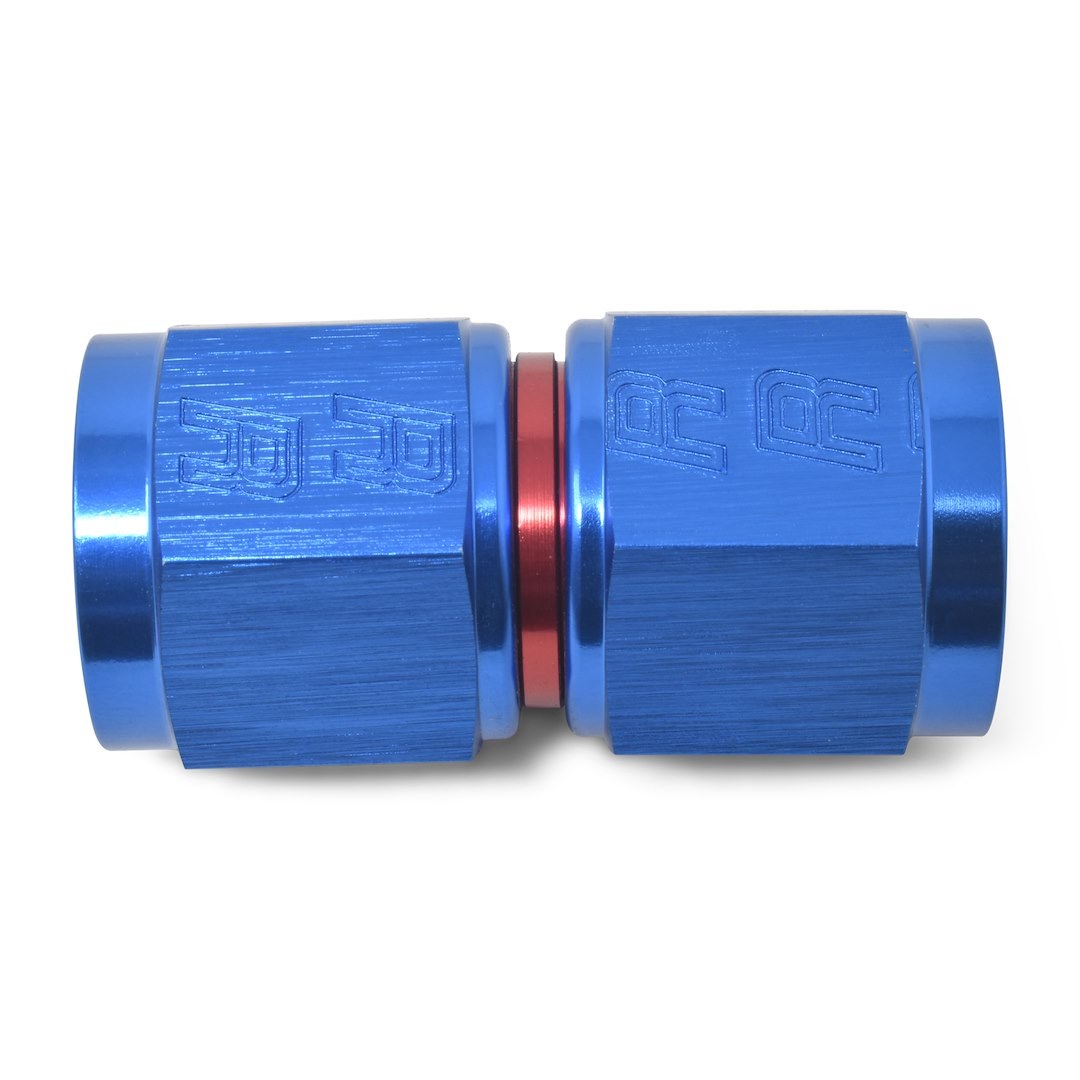 Russell Performance Coupler Fitting, -10 AN Female, Straight, Aluminum, Red/Blue, Single – 640020