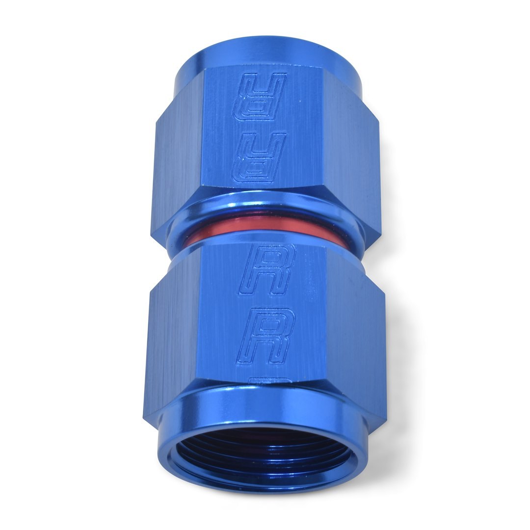 Russell Performance Coupler Fitting, -10 AN Female, Straight, Aluminum, Red/Blue, Single – 640020